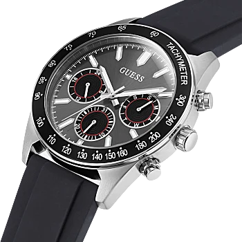 GUESS SILVER TONE CASE BLACK