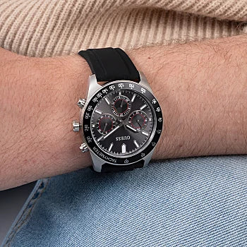 GUESS SILVER TONE CASE BLACK