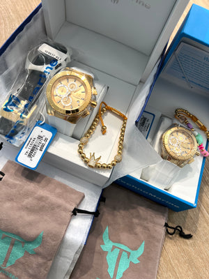 Set Technomarine  Gold and Gold Para pareja + pulsera Gratis