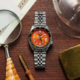 SEIKO SSK005 5 Sports Men's Watch Silver-Tone 42.5mm Stainless Steel, Orange