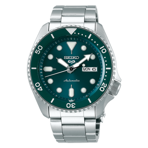 Seiko 5 Automatic Sports Green Dial Steel Bracelet Men's Watch SRPD61 NWT