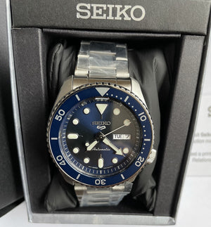 Seiko 5 Automatic Blue Dial Steel Bracelet Men's Watch SRPD51 New With Tag