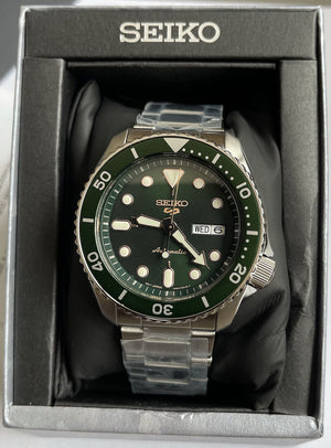 Seiko 5 Automatic Green Dial Steel Bracelet Men's Watch SRPD63 New With Tag
