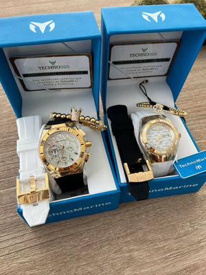 SET TECHNOMARINE DOS CORREAS CADA RELOJ + DOS PULSERAS GRATIS