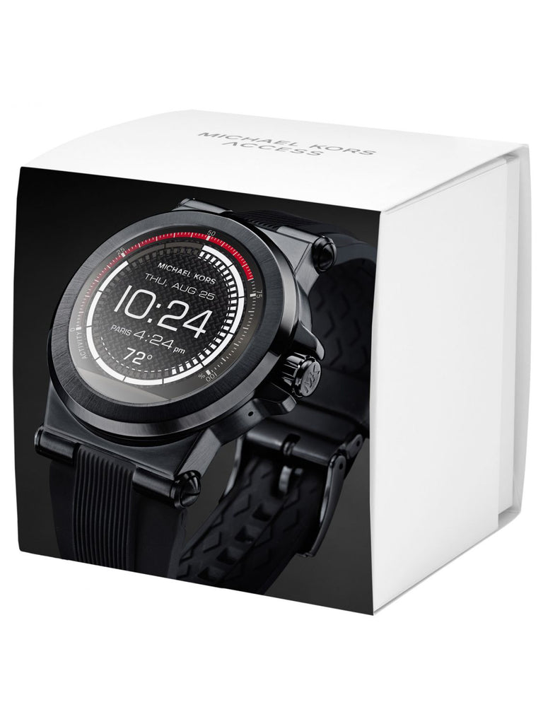 New Michael Kors MK Digital Dylan Black Silicone Strap 46mm Smart