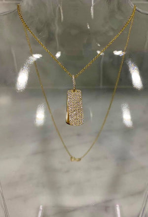 Cadena y placa de oro 14kt - techno305