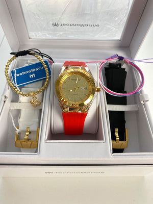 Technomarine Unisex Cruise Star 40mm Gold 3 Straps ORO CON ORO + PULSERA GRATIS - techno305