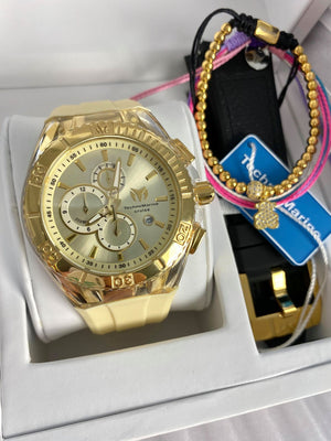 Technomarine unisex 45mm Gold + Pulseras Gratis - techno305