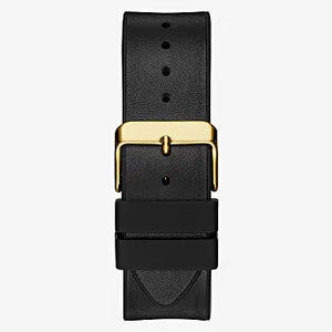 GUESS GOLD TONE CASE BLACK GENUINE LEATHER/SILICONE WATCH