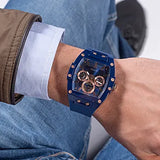 GUESS BLUE CASE BLUE SILICONE WATCH