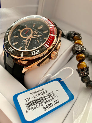 NEW 2019 Technomarine TM-118047 Cruise California Rose Gold-Black w/ Red Accent + Pulsera - techno305