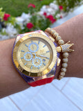 TECHNOMARINE  GOLD AND GOLD MAQUINARIA SUIZA 3 CORREAS + Pulsera Gratis - techno305