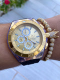 TECHNOMARINE  GOLD AND GOLD MAQUINARIA SUIZA 3 CORREAS + Pulsera Gratis - techno305