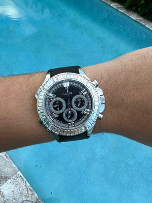 GUESS Men's Black Diamond 47mm