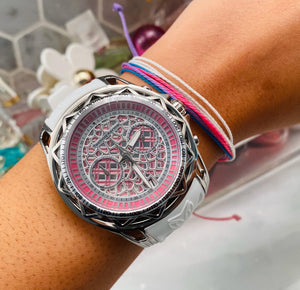 Technomarine Pink, Silver Dial + pulseras gratis - techno305