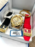 TECHNOMARINE  GOLD AND GOLD MAQUINARIA SUIZA 3 CORREAS + Pulsera Gratis