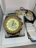 Technomarine Gold and Gold Diamond + Pulsera y Mascara Gratis - techno305