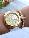 TECHNOMARINE  GOLD AND GOLD MAQUINARIA SUIZA 3 CORREAS + Pulsera Gratis - techno305