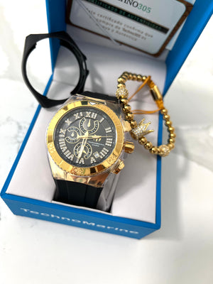New Technomarine Gold and Black 46mm + Pulsera de Gratis