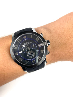 Mulco black Maquinaria Suiza + Pulsera full black gratis - techno305