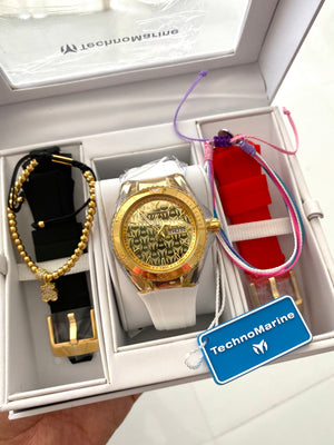 Technomarine Unisex Cruise Star 40mm Gold 3 Straps ORO CON ORO + PULSERA GRATIS - techno305
