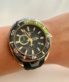 NEW Technomarine  Gold and Black W/ Green  + Pulsera Gratis - techno305