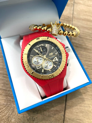 TechnoMarine Men's Red and gold 46mm + Pulsera gratis