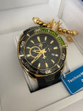 NEW Technomarine  Gold and Black W/ Green  + Pulsera Gratis - techno305
