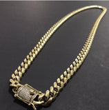 Men Cuban Miami Link Bracelet & Chain Set 14k 12mm *Diamond Clasp - techno305